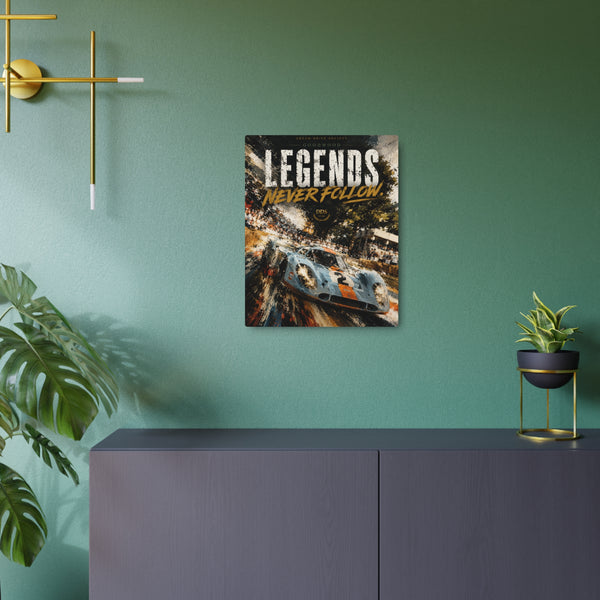 Legends Never Follow Metal Art Sign – Vintage Racing Car Wall Decor